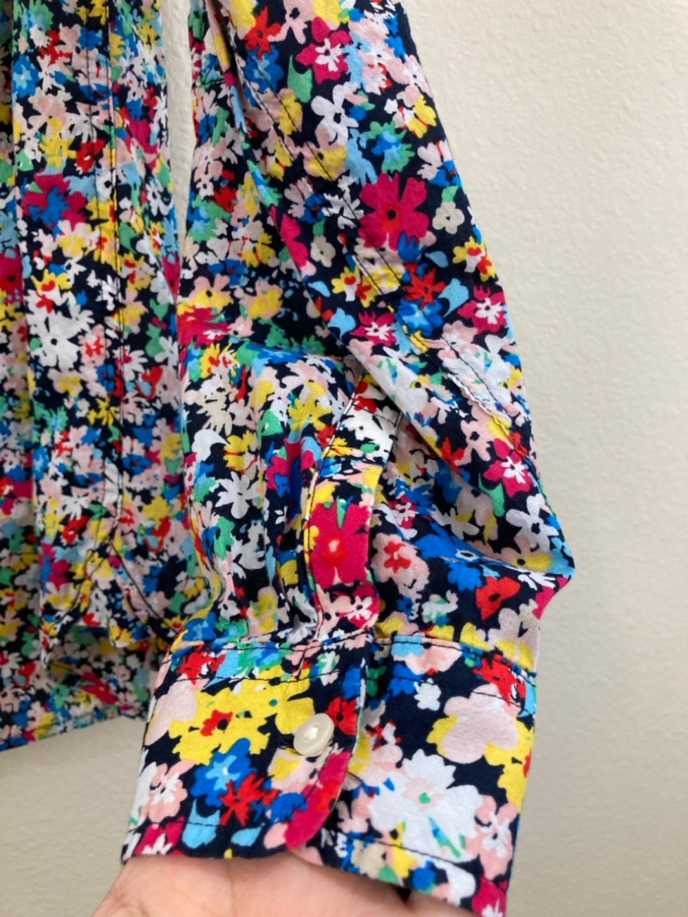 Talbots Multicolor Button-Down Floral Print Blouse with Roll-Up Sleeves Size S - Picture 5 of 11